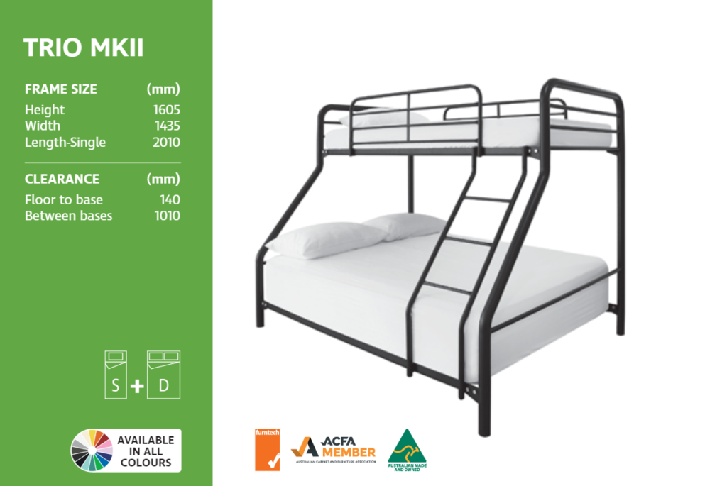 Trio Commercial Bunk Bed Single Over Double Bunk Beds Australia