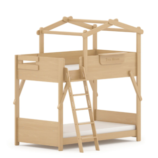 Boori Treehouse King Single Bunk Bed with Roof and Ladder - Beech